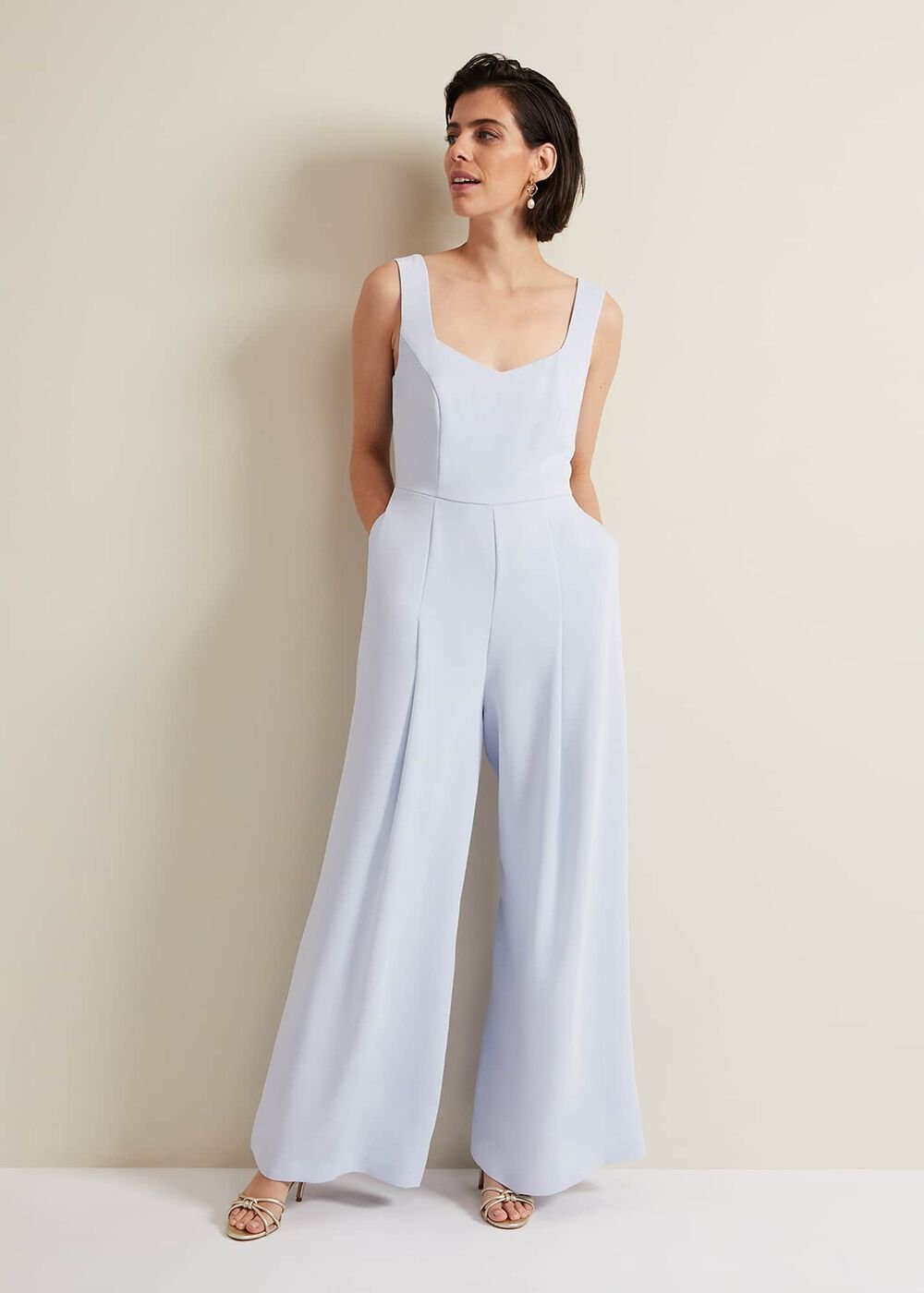 Mariposa Cream Lace Jumpsuit - Cornflower
