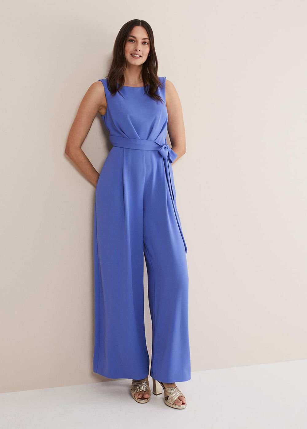 Elaina Blue Wide Leg Jumpsuit - Foxglove Blue