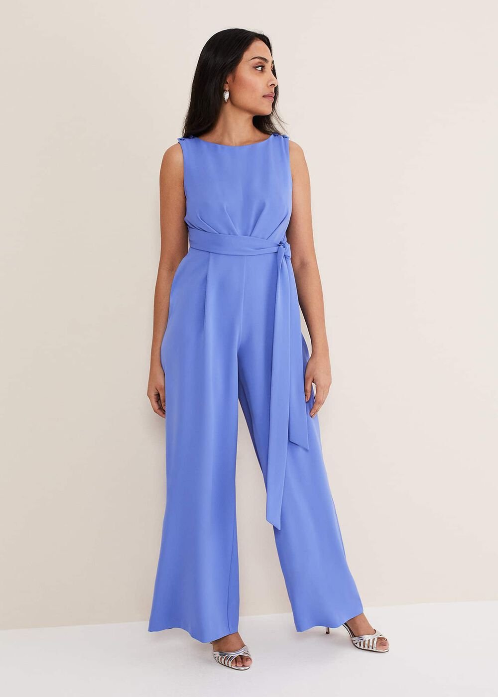Petite Elaina Blue Wide Leg Jumpsuit - Foxglove Blue