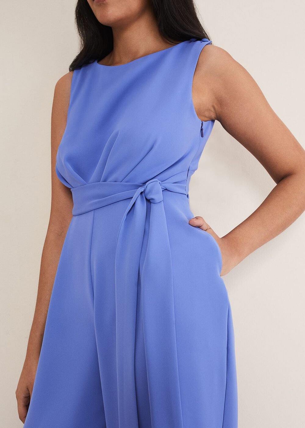 Petite Elaina Blue Wide Leg Jumpsuit - Foxglove Blue