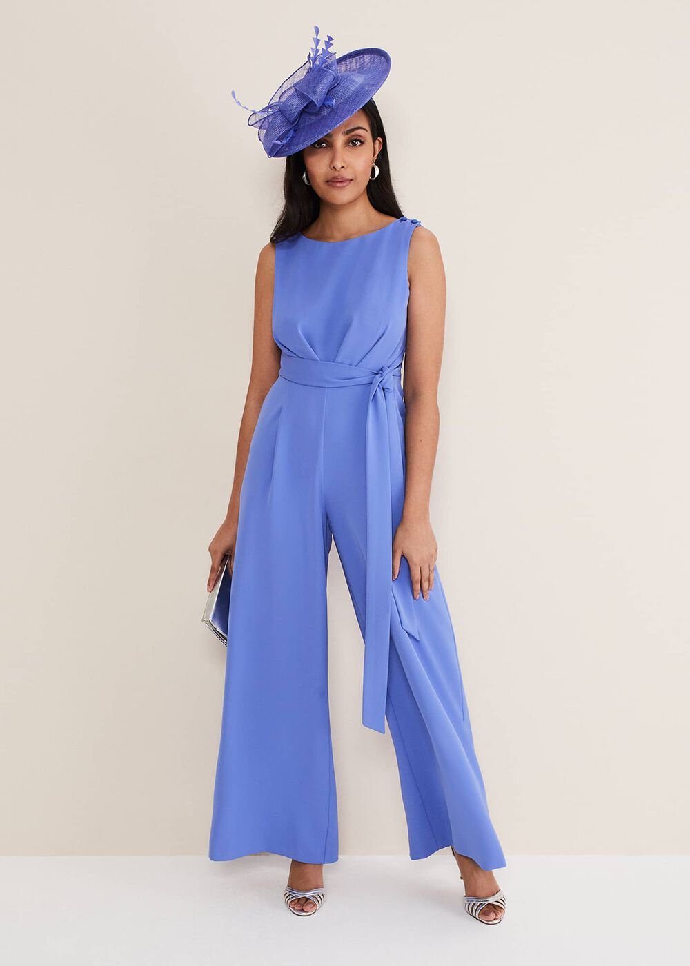 Petite Elaina Blue Wide Leg Jumpsuit - Foxglove Blue