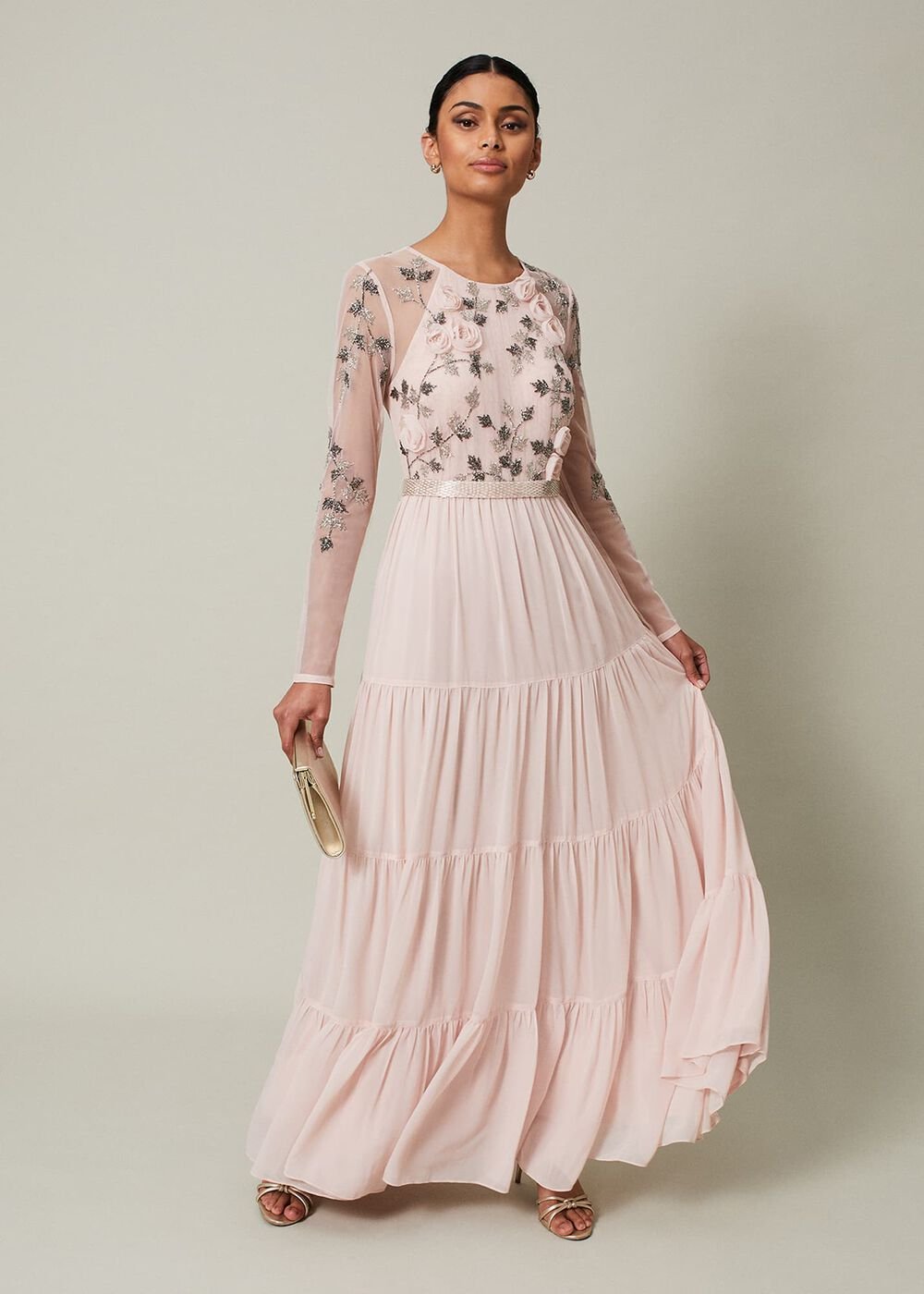 Florence Beaded Maxi Dress - Antique Rose