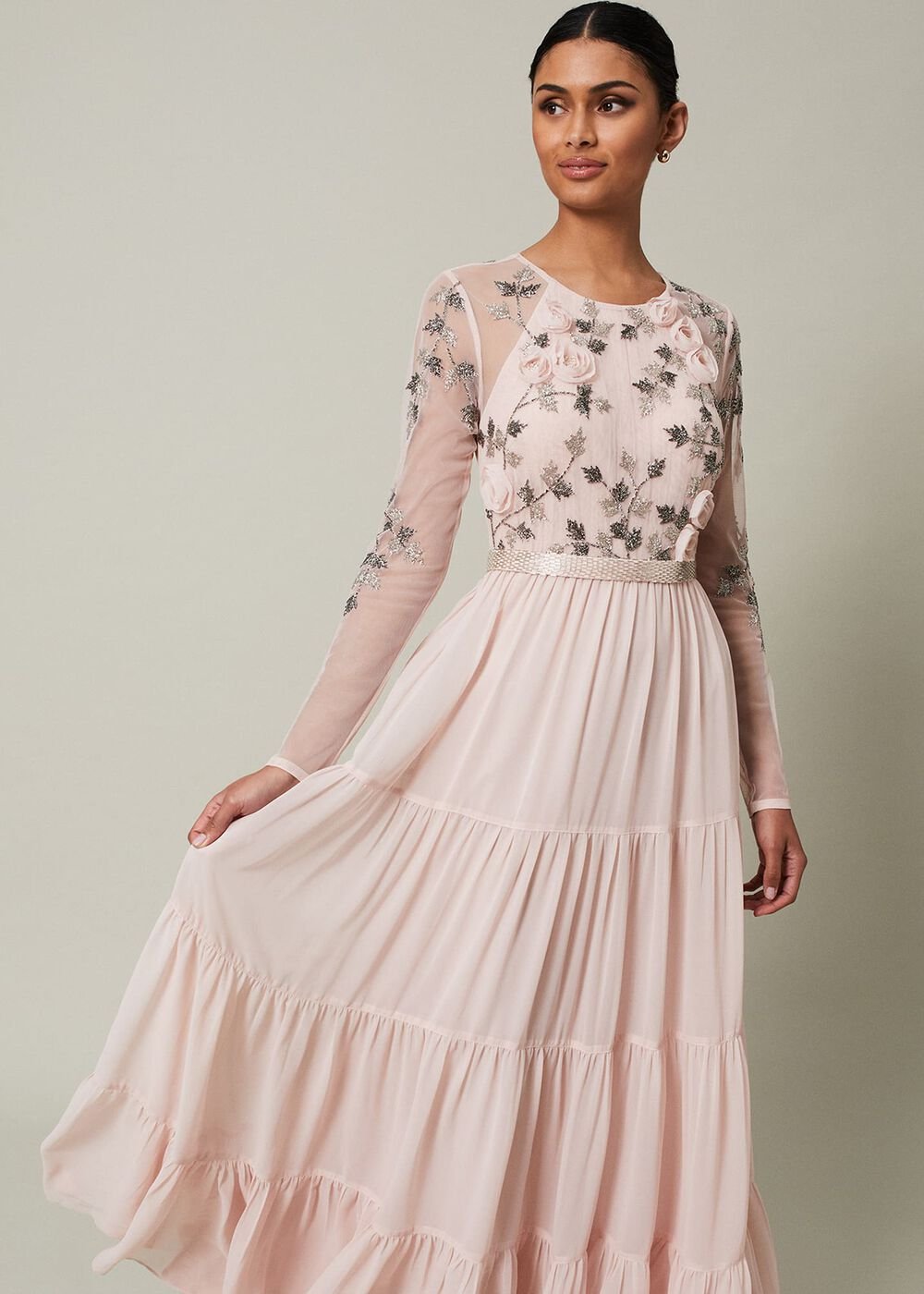 Florence Beaded Maxi Dress - Antique Rose