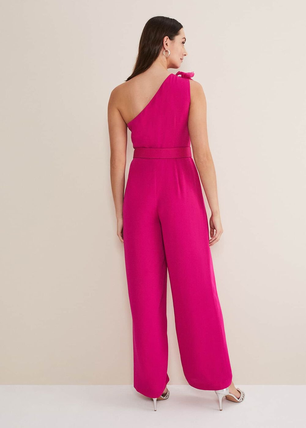 Luisa One Shoulder Jumpsuit - Magenta Pink