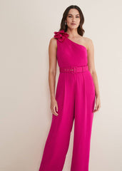 Luisa One Shoulder Jumpsuit - Magenta Pink