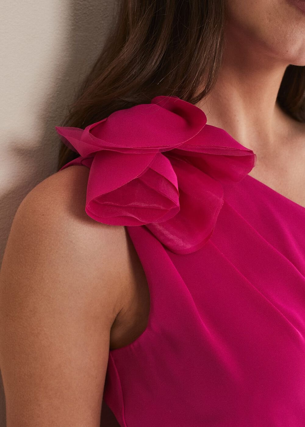 Luisa One Shoulder Jumpsuit - Magenta Pink