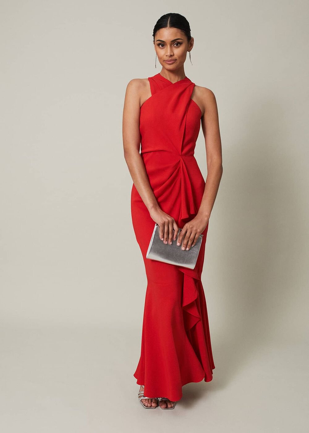 Pamela Ruffled Maxi Dress - Red