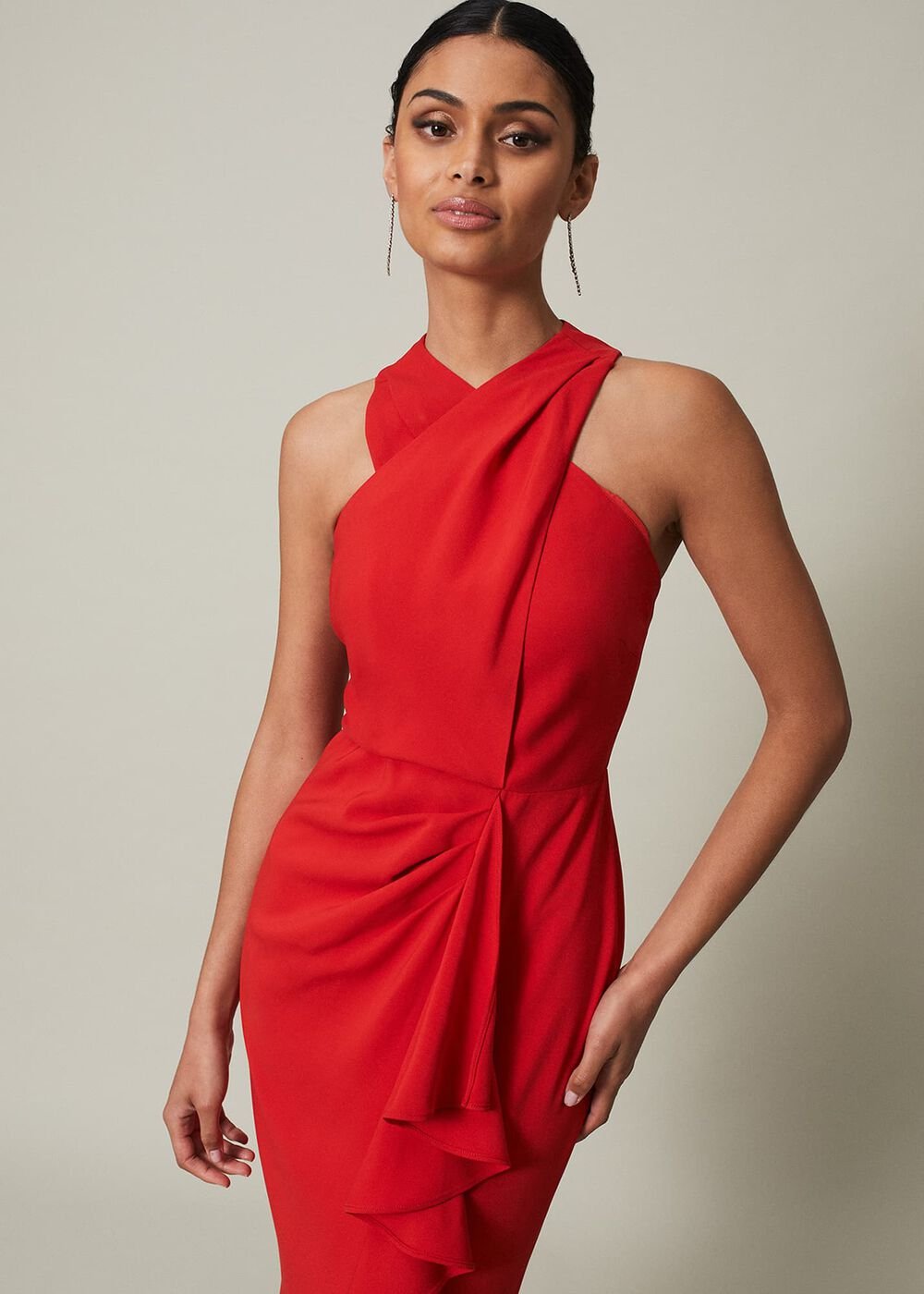 Pamela Ruffled Maxi Dress - Red