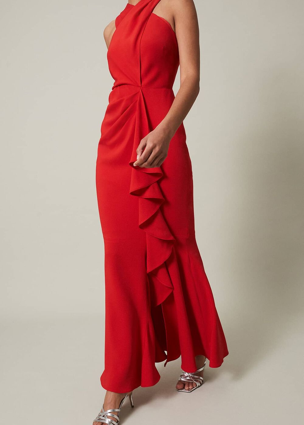 Pamela Ruffled Maxi Dress - Red