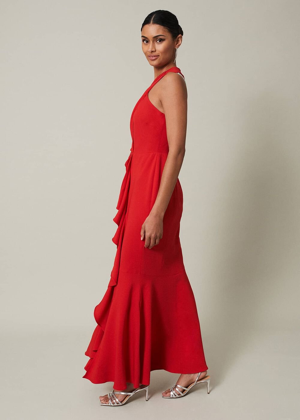 Pamela Ruffled Maxi Dress - Red
