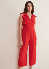 Nicky Ruffle Jumpsuit - Fire