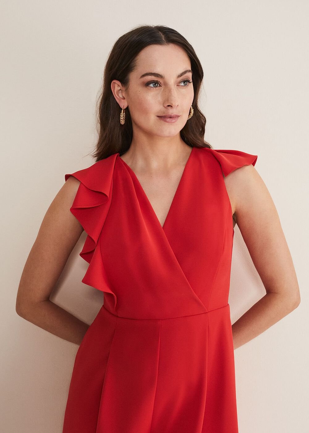 Nicky Ruffle Jumpsuit - Fire