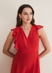 Nicky Ruffle Jumpsuit - Fire