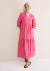 Jayde Tiered Midaxi Dress - Pink