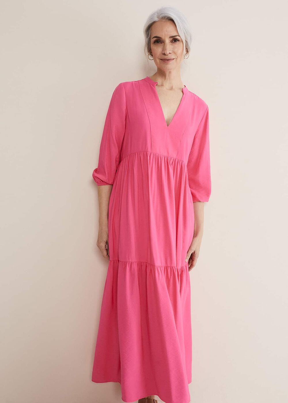 Jayde Tiered Midaxi Dress - Pink