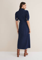 Cosette Denim Midaxi Dress - Dark Indigo