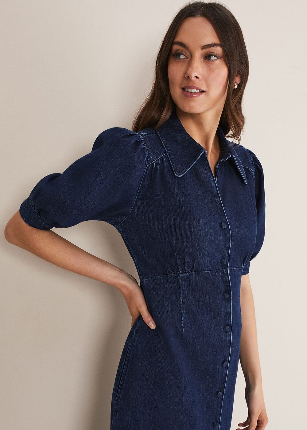 Cosette Denim Midaxi Dress - Dark Indigo
