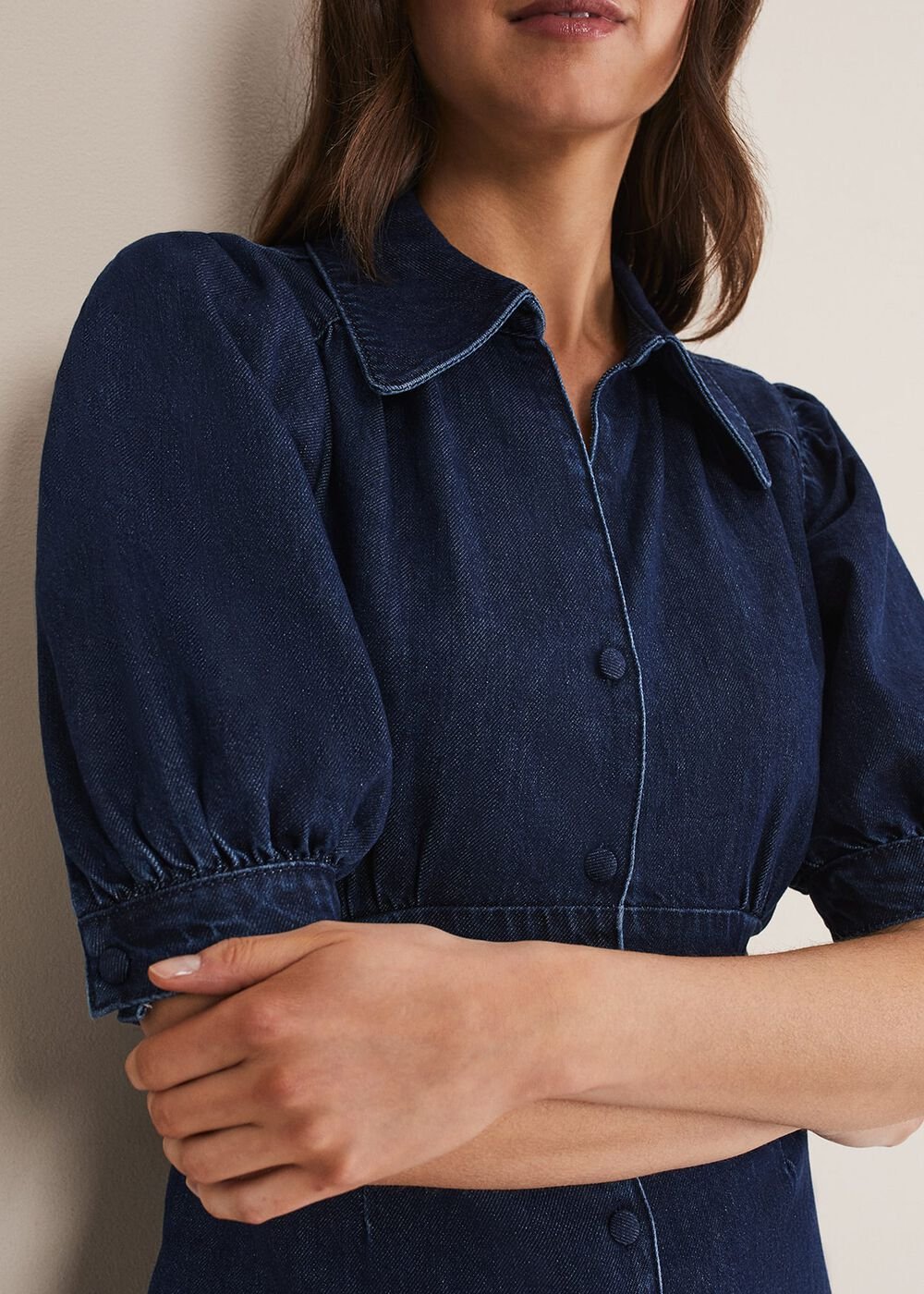 Cosette Denim Midaxi Dress - Dark Indigo