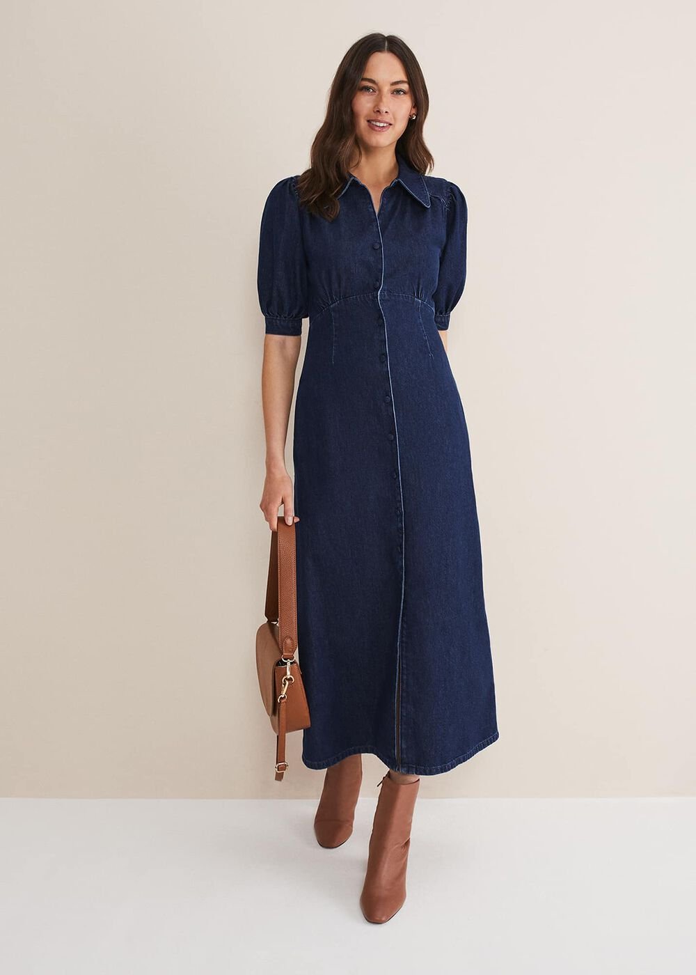 Cosette Denim Midaxi Dress - Dark Indigo