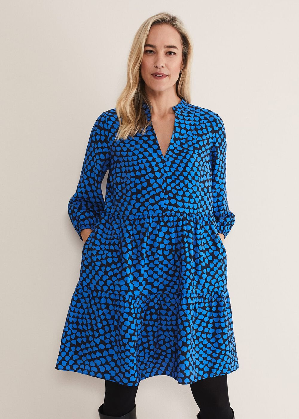 Kesia Hearts Swing Dress - Bright Blue