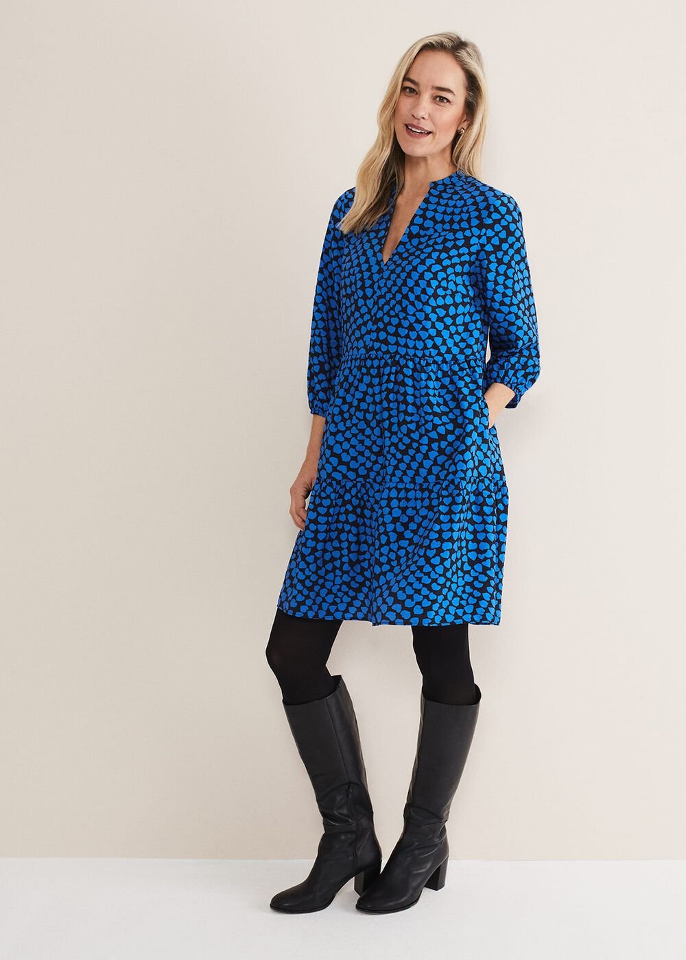 Kesia Hearts Swing Dress - Bright Blue