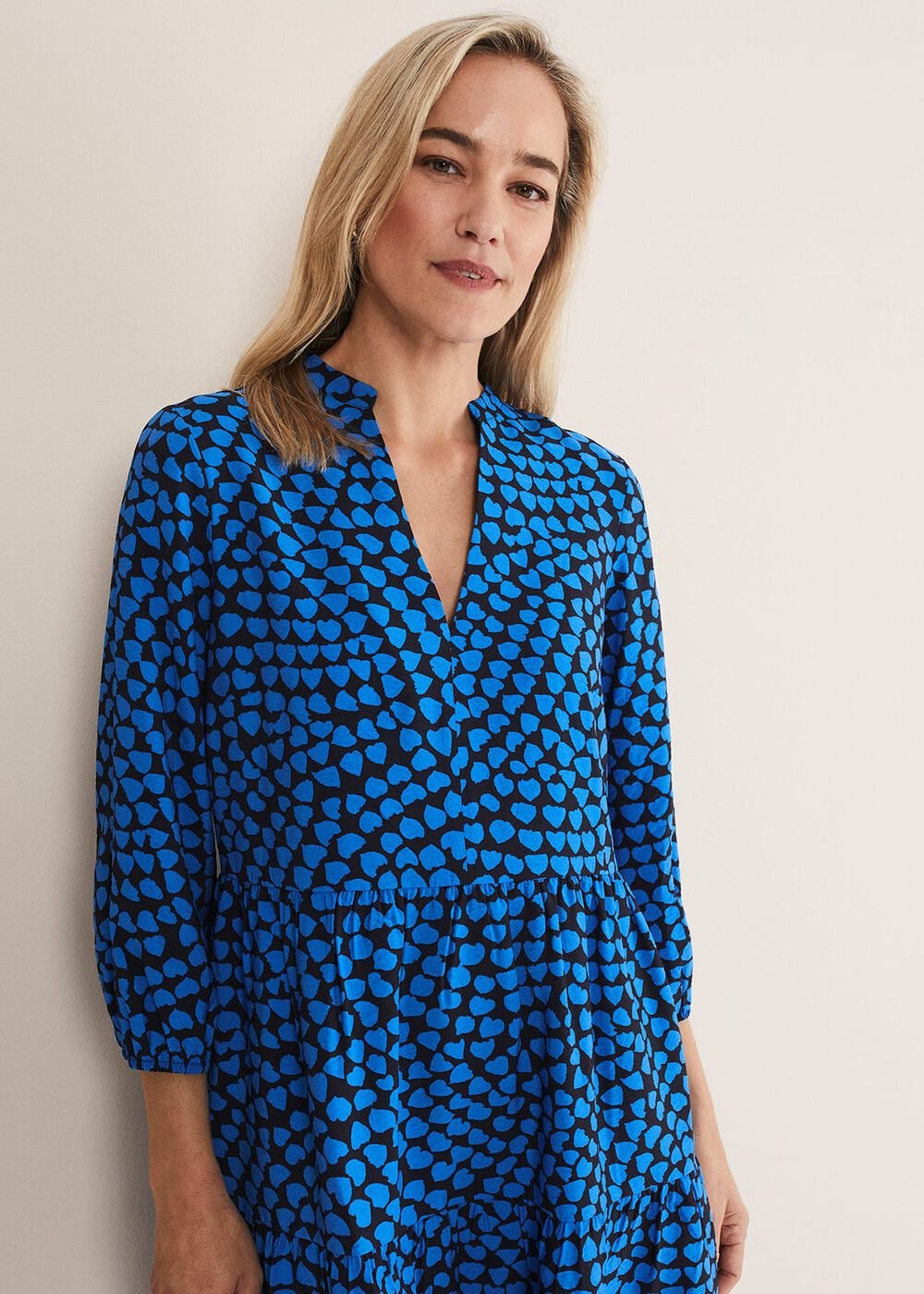 Kesia Hearts Swing Dress - Bright Blue