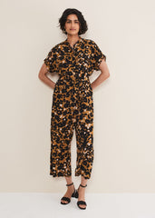 Nell Floral Wide Leg Jumpsuit - Neutral