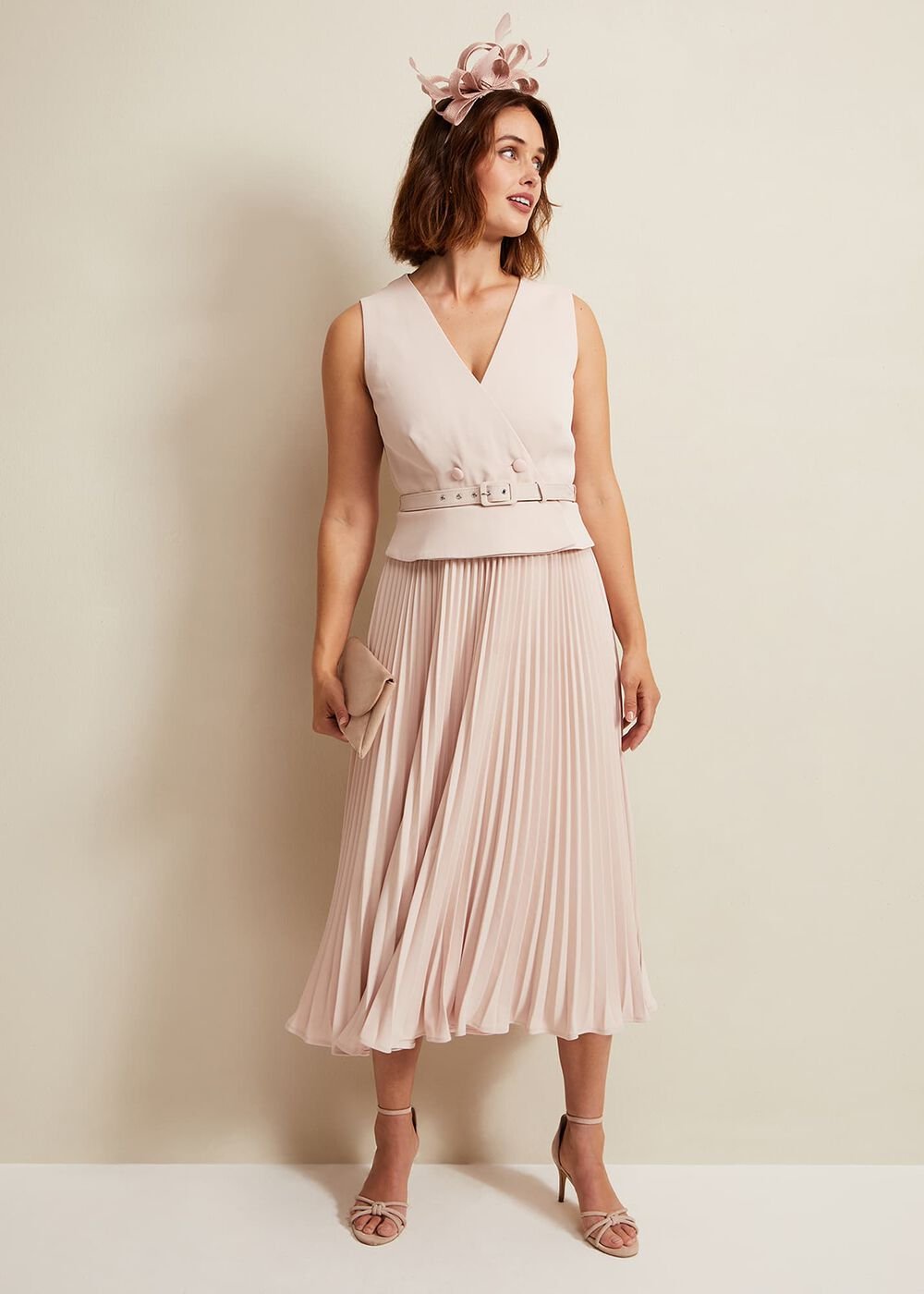 Hetty Pleated Dress - Antique Rose