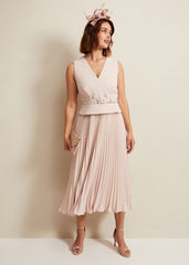 Hetty Pleated Dress - Antique Rose