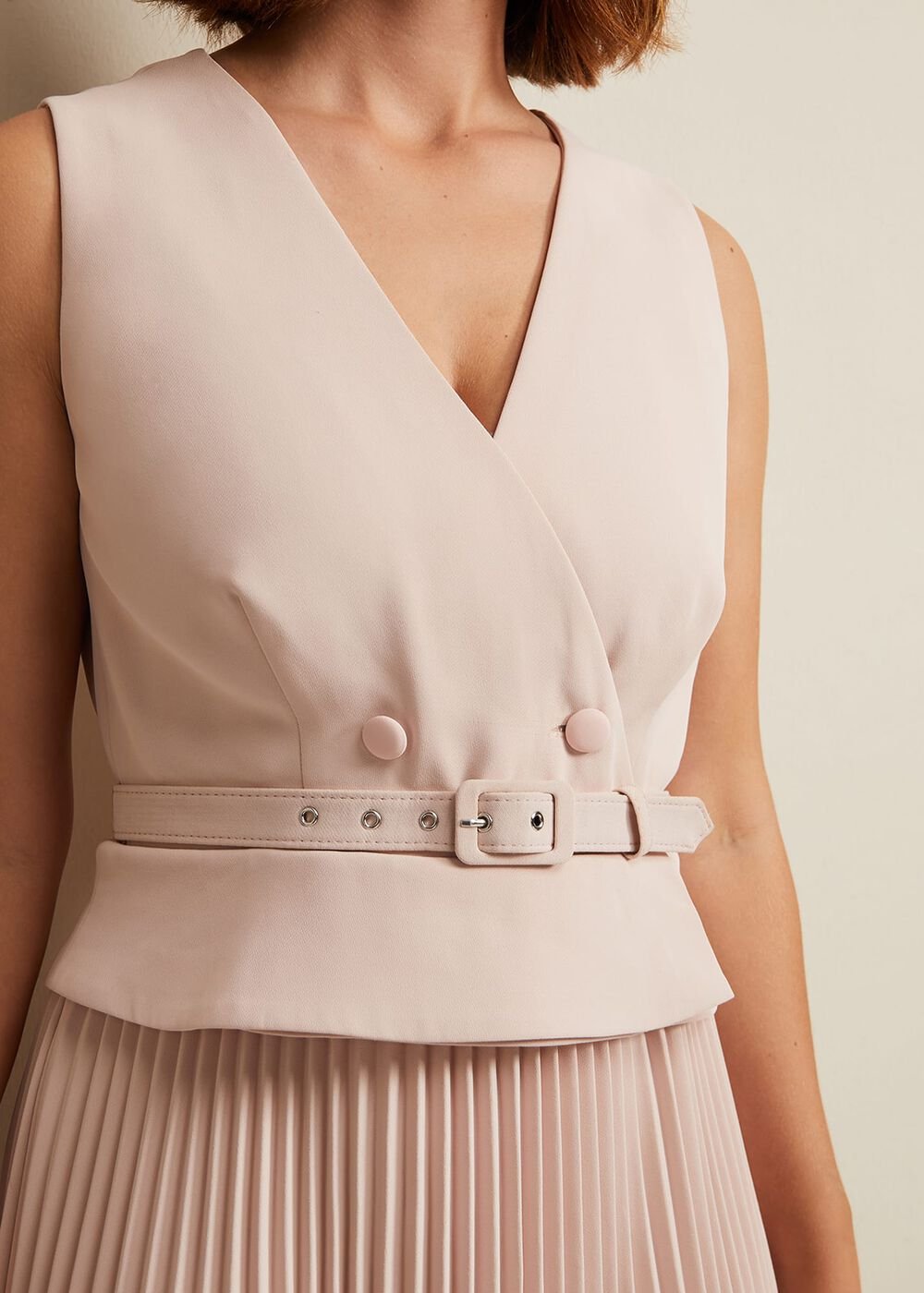 Hetty Pleated Dress - Antique Rose