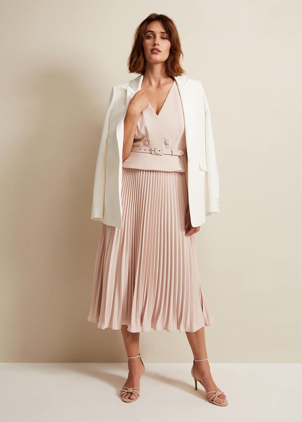 Hetty Pleated Dress - Antique Rose