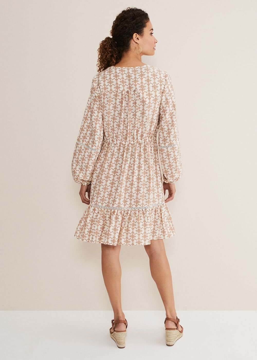 Kesia Geo Swing Mini Dress - Stone/Ivory