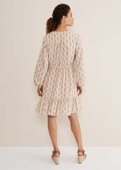 Kesia Geo Swing Mini Dress - Stone/Ivory