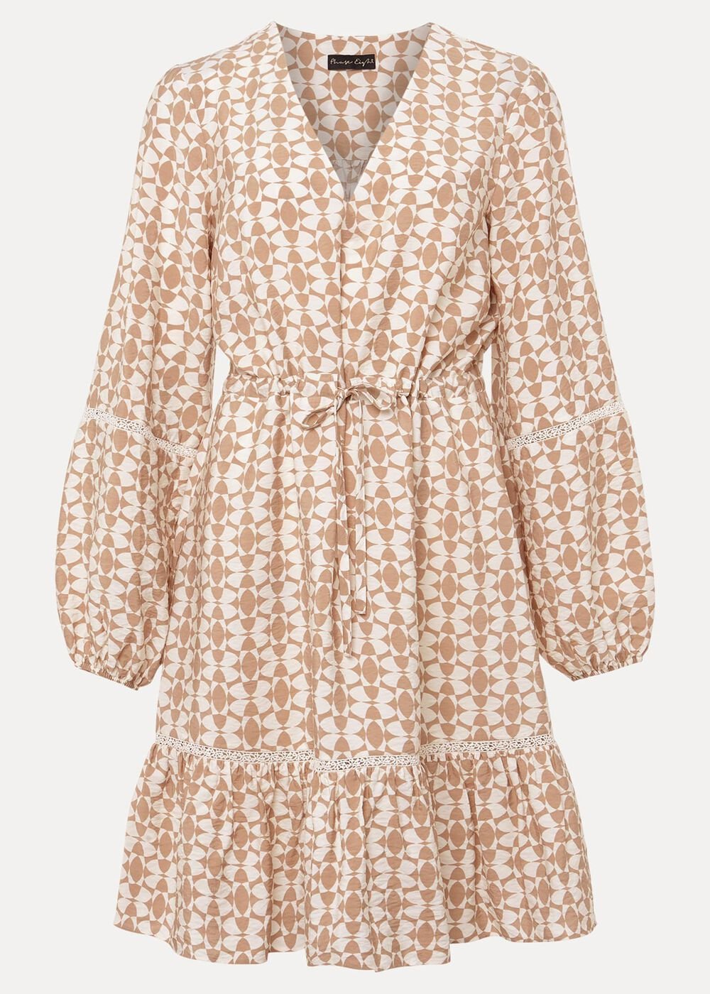 Kesia Geo Swing Mini Dress - Stone/Ivory