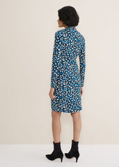 Juno Ruched V Neck Dotty Bodycon Dress - Blue Multi