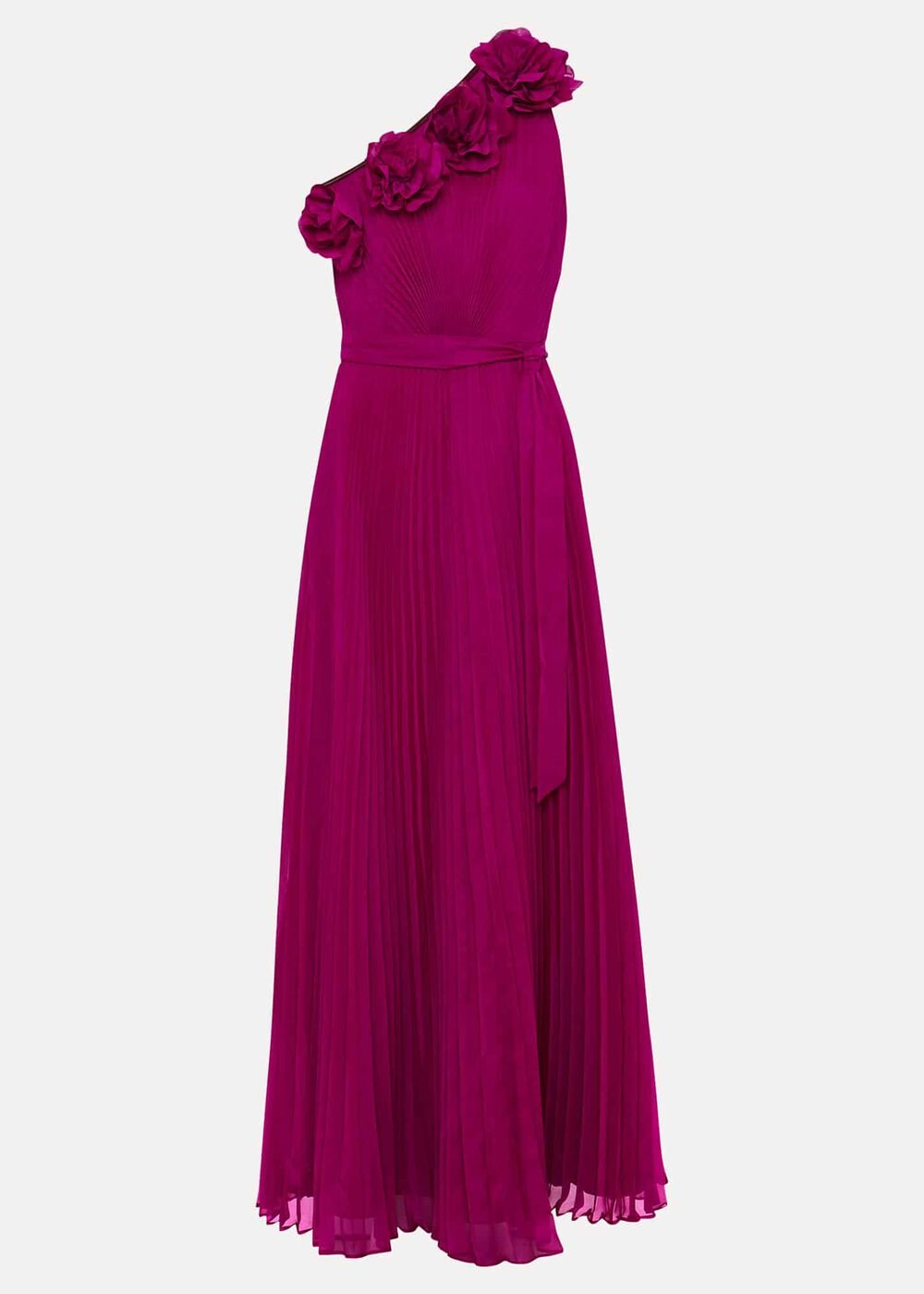 Minnie One Shoulder Pleated Maxi Dress - Magenta