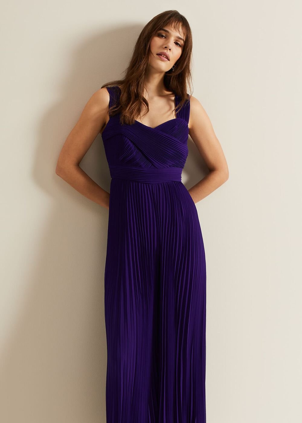 Lucia Pleated Bodice Jumpsuit - Violet