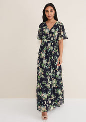 Petite Georgie Floral Tiered Maxi Dress - Navy/Multi