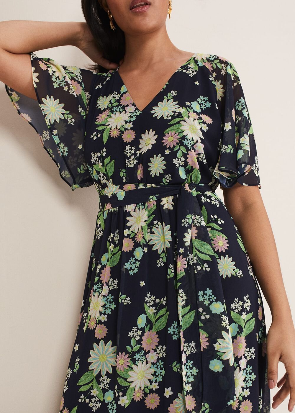 Petite Georgie Floral Tiered Maxi Dress - Navy/Multi