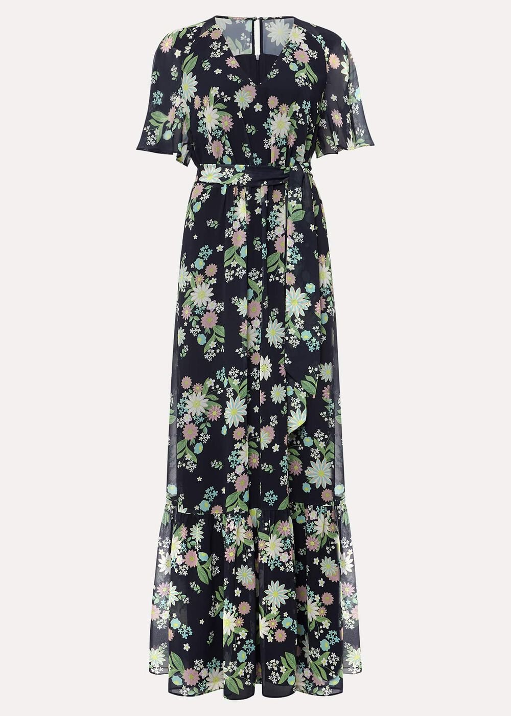 Petite Georgie Floral Tiered Maxi Dress - Navy/Multi