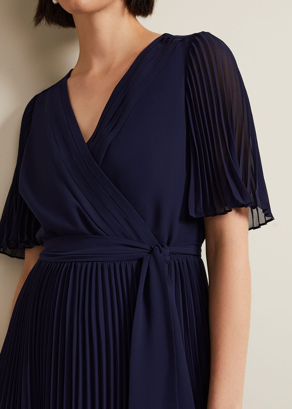 Kendall Pleated Midi Dress - Navy