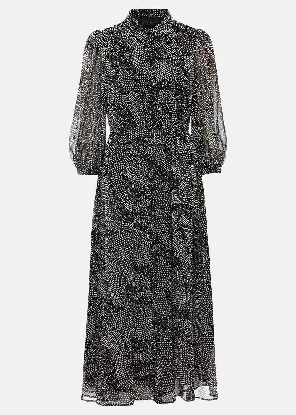 Miriam Chiffon Shirt Midi Dress - Black/Ivory