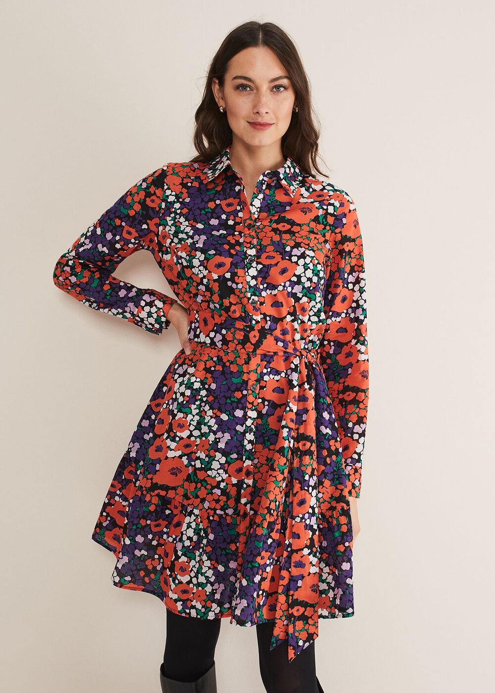 Kerri Cotton Floral Mini Dress - Red