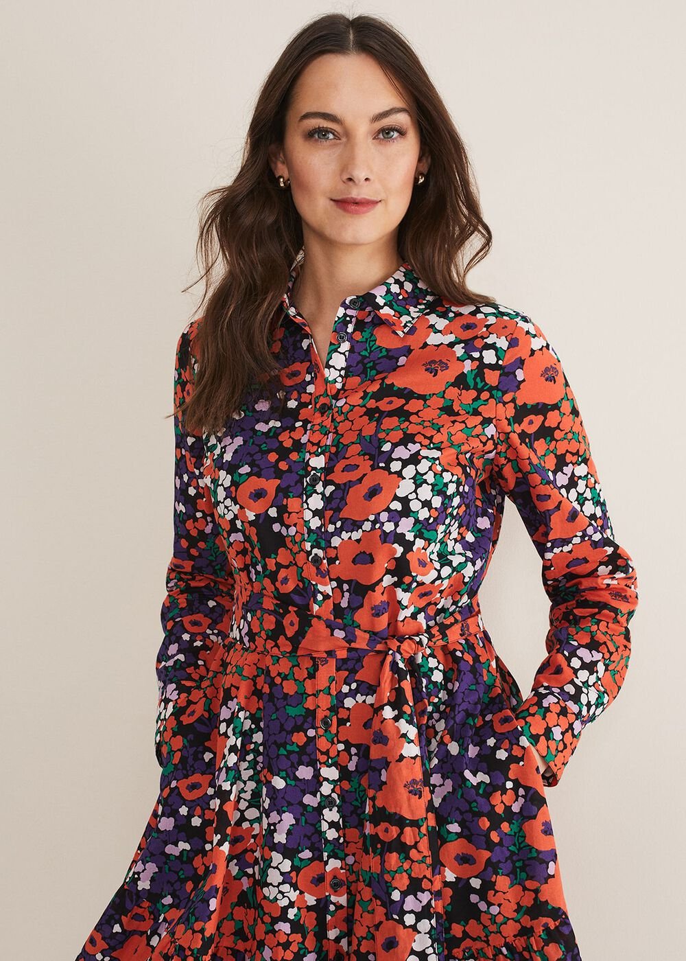Kerri Cotton Floral Mini Dress - Red