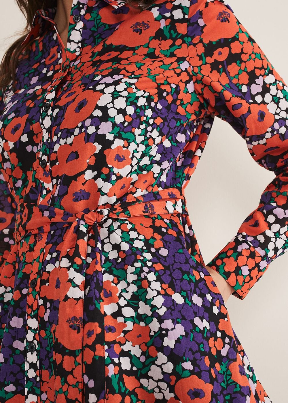 Kerri Cotton Floral Mini Dress - Red