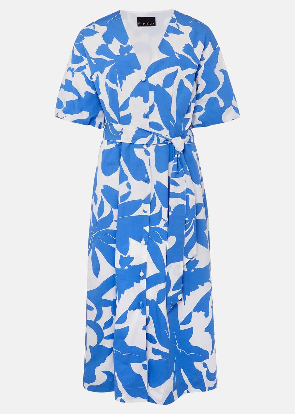 Sienna Cotton Two Colour Midi Dress - Blue/Ivory