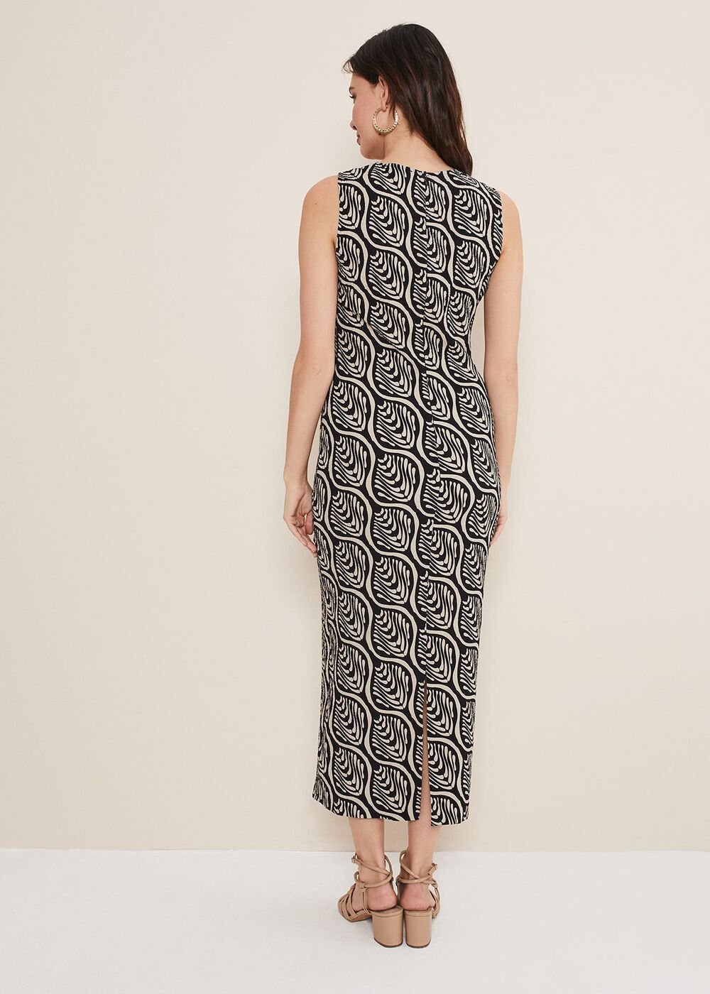 Rubie Geo Bodycon Midi Dress - Black/Neutral