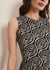 Rubie Geo Bodycon Midi Dress - Black/Neutral
