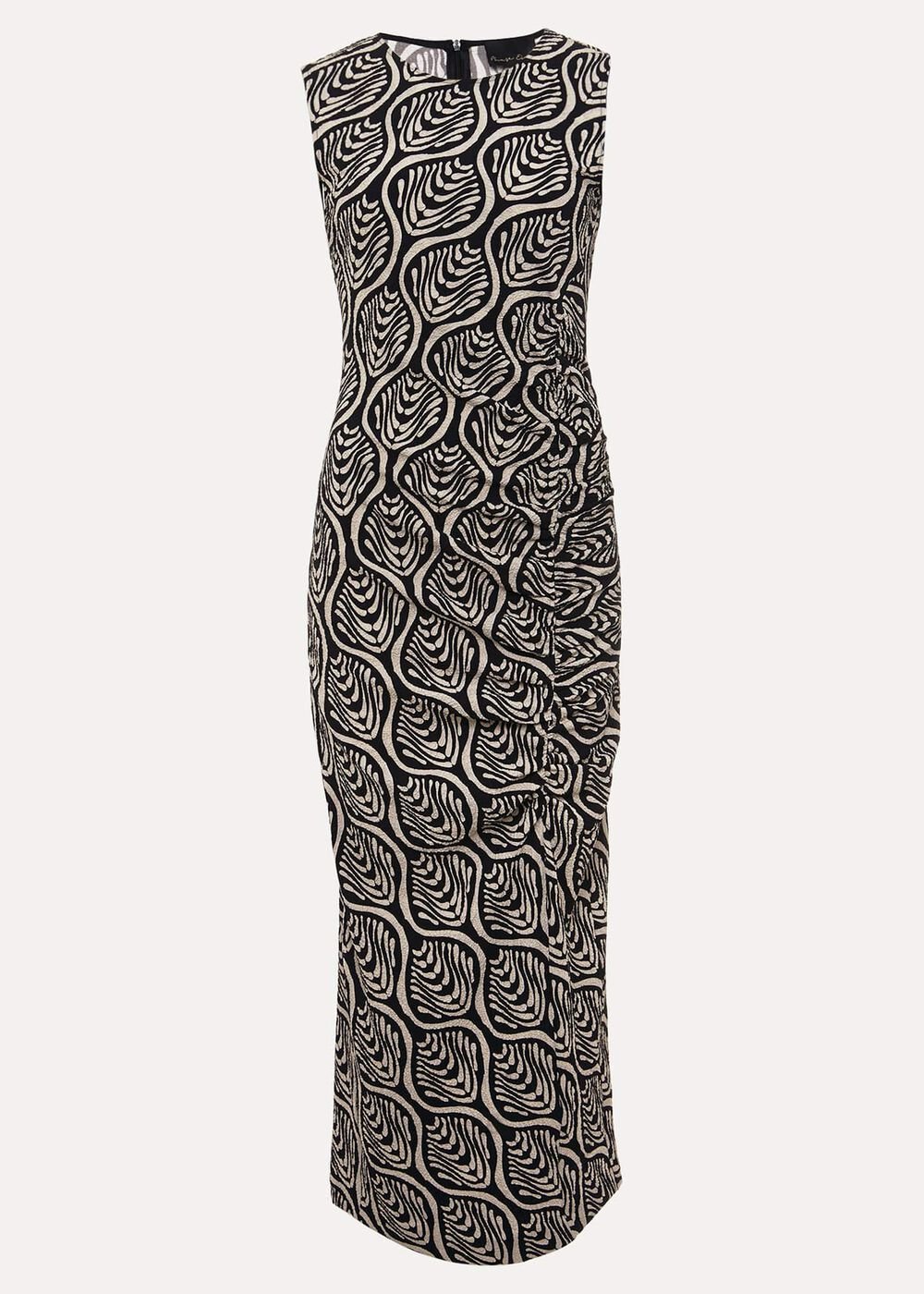 Rubie Geo Bodycon Midi Dress - Black/Neutral