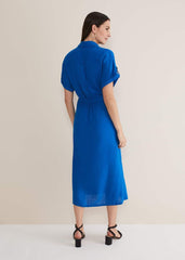 Yasse Linen Shirt Dress - Blue